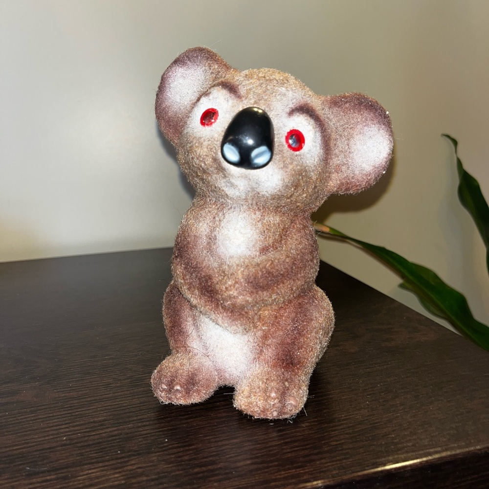 Kitschy Vintage Flocked Koala Bear Piggy Bank MCM